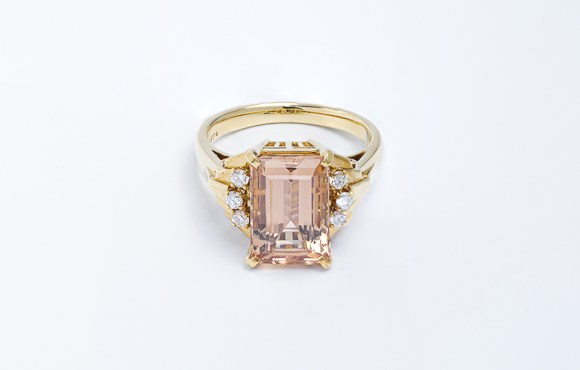 K18インペリアルトパーズリング　T4.45Ct D 0.15CT