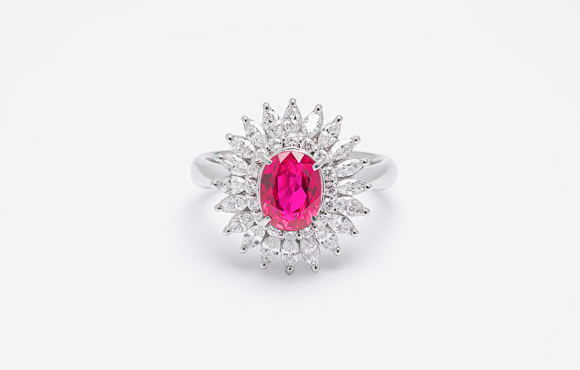プラチナ　ルビーリング　R 2.08Ct D 1.15Ct
