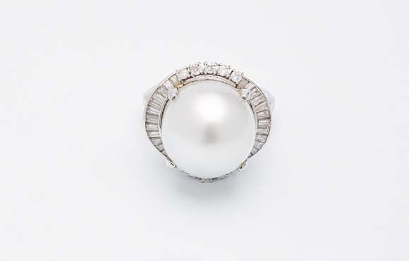 プラチナパールリング　14mm　D 0.88Ct