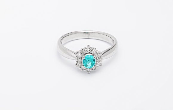プラチナ　パライバトルマリンリング　T 0.27Ct D 0.29Ct
