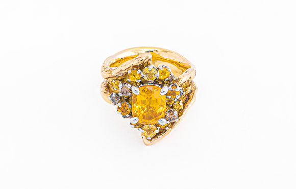 K 18 岩倉康二　イエローサファイヤリング　S 3.5 Ct