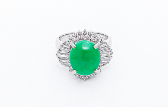 プラチナ　ヒスイリング　J 3.01Ct D 0.73Ct