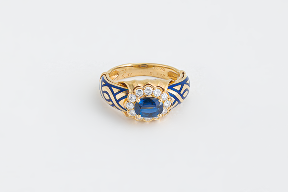 K 18サファイヤリング　S 1.13Ct D 0.31Ct