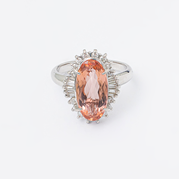 プラチナインペリアルトパーズリング　T 4.08Ct D 0.43Ct