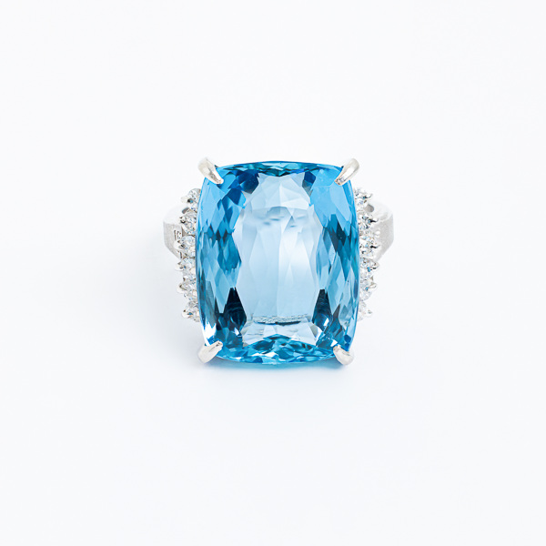 Pmアクアマリンリング　AQ12.06Ct D 0.34Ct