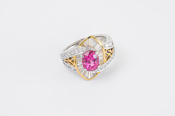 梶光夫　ピンクスピネルリング　S 2.28Ct D 1.18Ct
